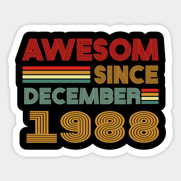 35th birthday awesom since december 1988 Sticker by MetalHoneyDesigns